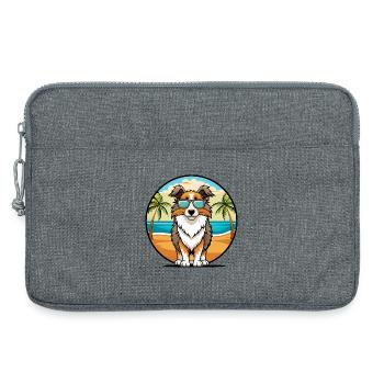 Berger anglais Chien Race Dessin Animé Lunettes De Soleil Plage - Sacoche pour ordinateur portable 13 pouces - gris chiné - Devant