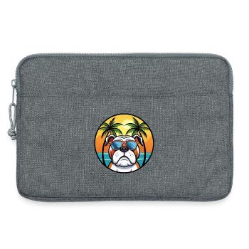 Bouledogue anglais race dessin animé lunettes de soleil plage - Sacoche pour ordinateur portable 13 pouces - gris chiné - Devant