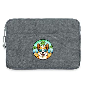 Corgi Hund Rasse Cartoon Sonnenbrille Strand - Laptoptasche 13" - Grau meliert - Vorne