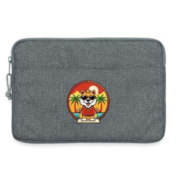 Chinesische kaiserliche Hunderasse Cartoon Sonnenbrille Strand - Laptoptasche 13" - Grau meliert - Vorne