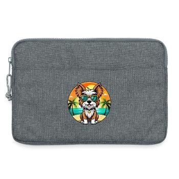 Biewer Terrier Hund Rasse Cartoon Sonnenbrille Strand - Laptoptasche 13" - Grau meliert - Vorne