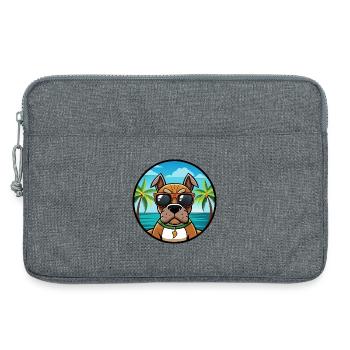 Boxer Hund Rasse Cartoon Sonnenbrille Strand - Laptoptasche 13" - Grau meliert - Vorne