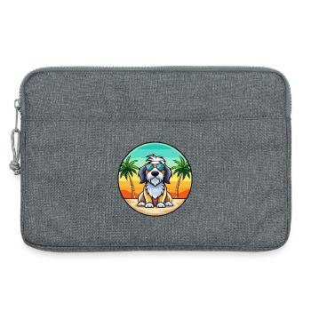 Basset Griffon Vendéen Hunderasse Cartoon Beach - Laptoptasche 13" - Grau meliert - Vorne