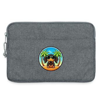 Lunettes de soleil de dessin animé de race de chien teckel à poil dur - Sacoche pour ordinateur portable 13 pouces - gris chiné - Devant