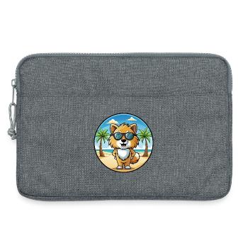 Spielzeug Deutscher Spitz Hund Rasse Cartoon Sonnenbrille Strand - Laptoptasche 13" - Grau meliert - Vorne