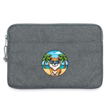 Tibetischer Spaniel Hund Rasse Cartoon Sonnenbrille Strand - Laptoptasche 13" - Grau meliert - Vorne