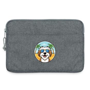 Tibet Terrier Hund Rasse Cartoon Sonnenbrille Strand - Laptoptasche 13" - Grau meliert - Vorne