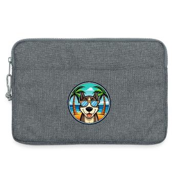 Sibirische Trikolore Hunderasse Cartoon Beach - Laptoptasche 13" - Grau meliert - Vorne