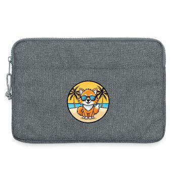 Loulou de Poméranie Spitz Chien Race Dessin Animé Lunettes De Soleil Plage - Sacoche pour ordinateur portable 13 pouces - gris chiné - Devant