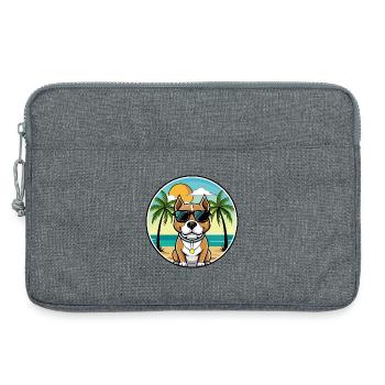 Pitbull Hund Rasse Cartoon Sonnenbrille Strand - Laptoptasche 13" - Grau meliert - Vorne