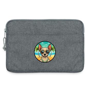 Race de chien sans poils péruvienne dessin animé lunettes de soleil plage - Sacoche pour ordinateur portable 13 pouces - gris chiné - Devant