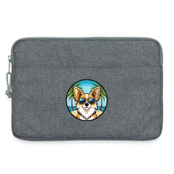 Papillon Hunderasse Cartoon Sonnenbrille Strand - Laptoptasche 13" - Grau meliert - Vorne