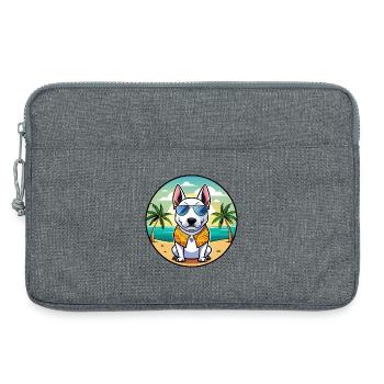 Miniature Bull Terrier Dog Breed Cartoon Beach - Laptop bag 13" - heather grey - Front