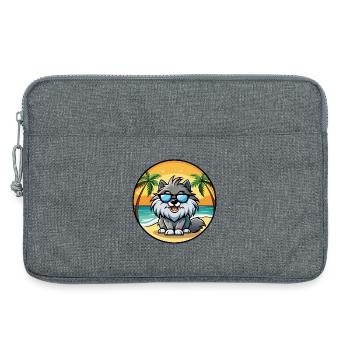 Keeshond Chien Race Dessin Animé Lunettes de Soleil Plage - Sacoche pour ordinateur portable 13 pouces - gris chiné - Devant