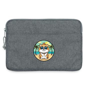 Japonais Chin Chien Race Dessin Animé Lunettes De Soleil Plage - Sacoche pour ordinateur portable 13 pouces - gris chiné - Devant
