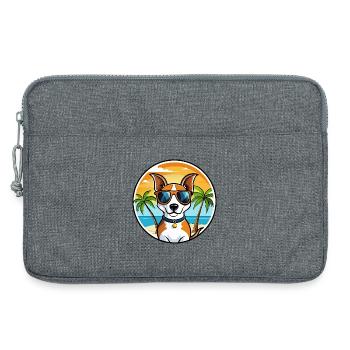 Jack Russell Terrier Chien Race Dessin Animé Lunettes de Soleil - Sacoche pour ordinateur portable 13 pouces - gris chiné - Devant