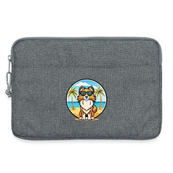 Berger anglais Chien Race Dessin Animé Lunettes De Soleil Plage - Sacoche pour ordinateur portable 13 pouces - gris chiné - Devant