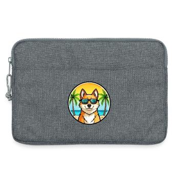 Finnischer Spitz Hund Rasse Cartoon Sonnenbrille Strand - Laptoptasche 13" - Grau meliert - Vorne