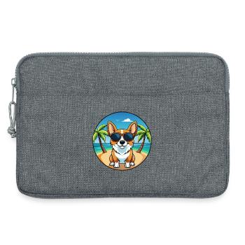 Strickjacke Welsh Corgi Hund Rasse Cartoon Sonnenbrille - Laptoptasche 13" - Grau meliert - Vorne