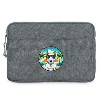 Bull Terrier Miniature Dog Breed Cartoon Beach - Laptop bag 13" - heather grey - Front
