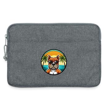 Boxer Hund Rasse Cartoon Sonnenbrille Strand - Laptoptasche 13" - Grau meliert - Vorne