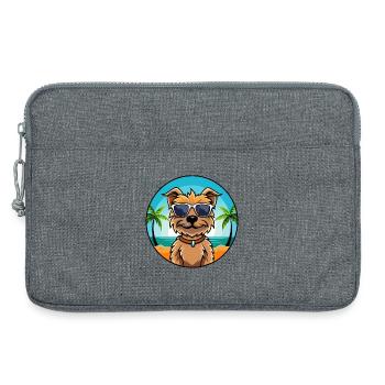 Border Terrier Hund Rasse Cartoon Sonnenbrille Strand - Laptoptasche 13" - Grau meliert - Vorne