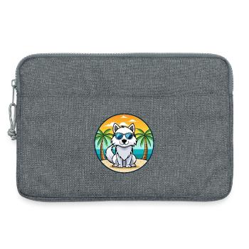 Amerikanischer Eskimo Hund Rasse Cartoon Sonnenbrille Strand - Laptoptasche 13" - Grau meliert - Vorne