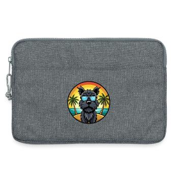 Schwarze russische Terrier Hunderasse Cartoon Sonnenbrille - Laptoptasche 13" - Grau meliert - Vorne