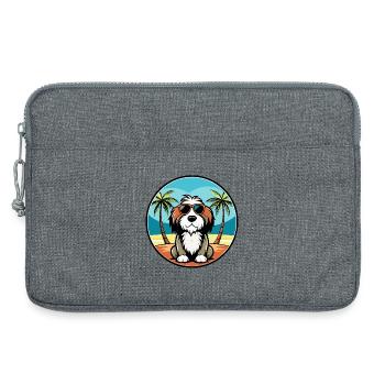 Basset Griffon Vendéen Hunderasse Cartoon Beach - Laptoptasche 13" - Grau meliert - Vorne