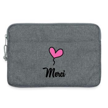 MERCI. MAÎTRESSE. MAÎTRE. MERCI MAÎTRESSE - Sacoche pour ordinateur portable 13 pouces - gris chiné - Devant
