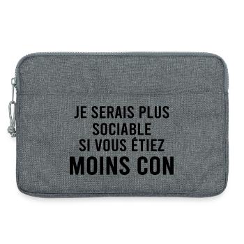 Je serai plus sociable si. - Sacoche pour ordinateur portable 13 pouces - gris chiné - Devant