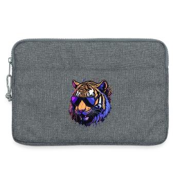 Tète de Tigre cool rétro - Sacoche pour ordinateur portable 13 pouces - gris chiné - Devant