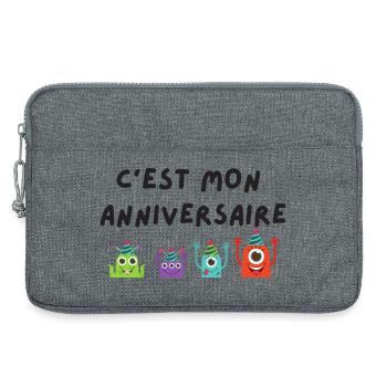 c'est mon anniversaire monstre - Sacoche pour ordinateur portable 13 pouces - gris chiné - Devant
