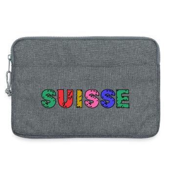 SUISSE. PAYS. GENEVE. HUMOUR. DRAPEAU. GENEVE - Sacoche pour ordinateur portable 13 pouces - gris chiné - Devant
