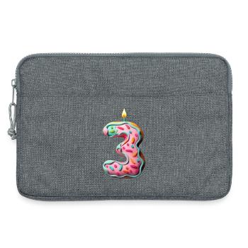 GÂTEAU NUMÉRO 3 SUCRÉ 3ÈME ANNIVERSAIRE - Sacoche pour ordinateur portable 13 pouces - gris chiné - Devant