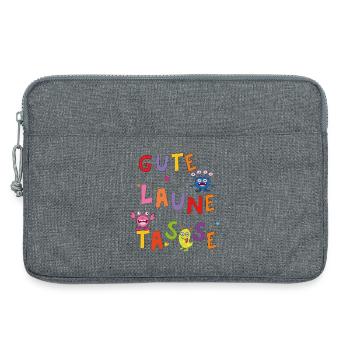 gute Laune Tasse - Laptoptasche 13" - Grau meliert - Vorne