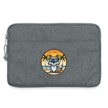 Wolf Lustige Cartoon Sommer Strand Sonnenbrille Aufkleber - Laptoptasche 13" - Grau meliert - Vorne
