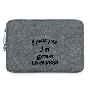 j'peux pas, j'ai grave la chiasse - Sacoche pour ordinateur portable 13 pouces - gris chiné - Devant