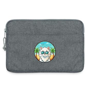 Weiße Langhaarkatze Persische Katze Rasse Cartoon Strand - Laptoptasche 13" - Grau meliert - Vorne