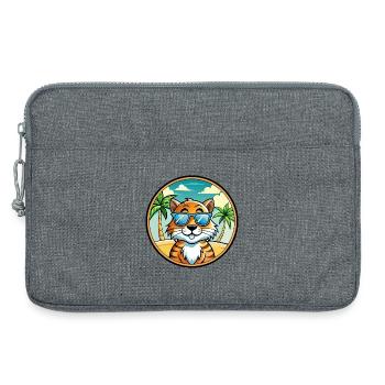 Tiger Katze Rasse Cartoon Sonnenbrille Strand - Laptoptasche 13" - Grau meliert - Vorne
