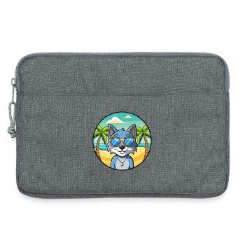 Russische blaue Katzenrasse Cartoon Sonnenbrille Strand - Laptoptasche 13" - Grau meliert - Vorne