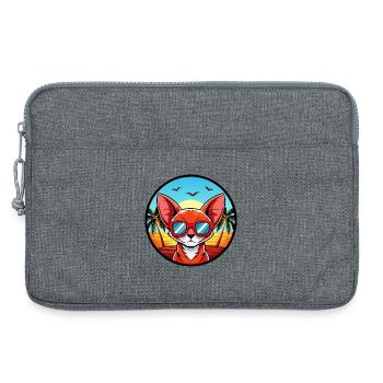 Rote Devon Rex Katzenrasse Cartoon Sonnenbrille Strand - Laptoptasche 13" - Grau meliert - Vorne