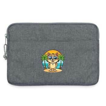 Kurilian Bobtail Cat Breed Cartoon Sunglass Beach - Sacoche pour ordinateur portable 13 pouces - gris chiné - Devant