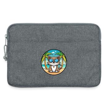 Carélie Bobtail Cat Breed Cartoon Sunglass Beach - Sacoche pour ordinateur portable 13 pouces - gris chiné - Devant