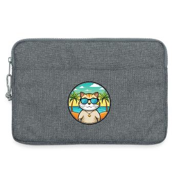 British Shorthair Cat Breed Cartoon Sunglass Beach - Sacoche pour ordinateur portable 13 pouces - gris chiné - Devant