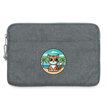 Amerikanische Bobtail Katzenrasse Cartoon Sonnenbrille Strand - Laptoptasche 13" - Grau meliert - Vorne