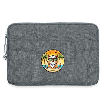Arabische Mau-Katzenrasse Cartoon-Sonnenbrille Strand - Laptoptasche 13" - Grau meliert - Vorne