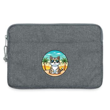 American Wirehair Cat Breed Cartoon Sunglass Beach - Sacoche pour ordinateur portable 13 pouces - gris chiné - Devant