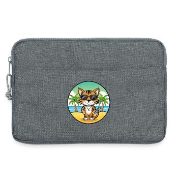 Toyger Katze Rasse Cartoon Sonnenbrille Strand - Laptoptasche 13" - Grau meliert - Vorne