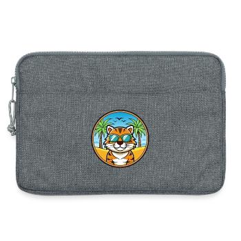 Tiger Katze Rasse Cartoon Sonnenbrille Strand - Laptoptasche 13" - Grau meliert - Vorne